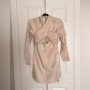 KEEPSAKE the Label Cream Long-Sleeve Cutout Wrap Dress